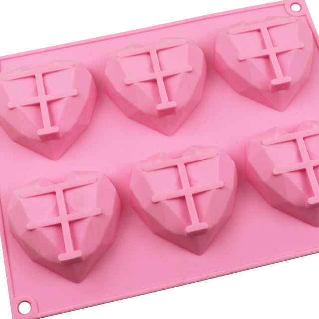 Geometric Heart Silicone Molds - Chocolate Hot Cocoa Bombs, Candy Melts,  Brownies, Cakes, Mousse, Soap.