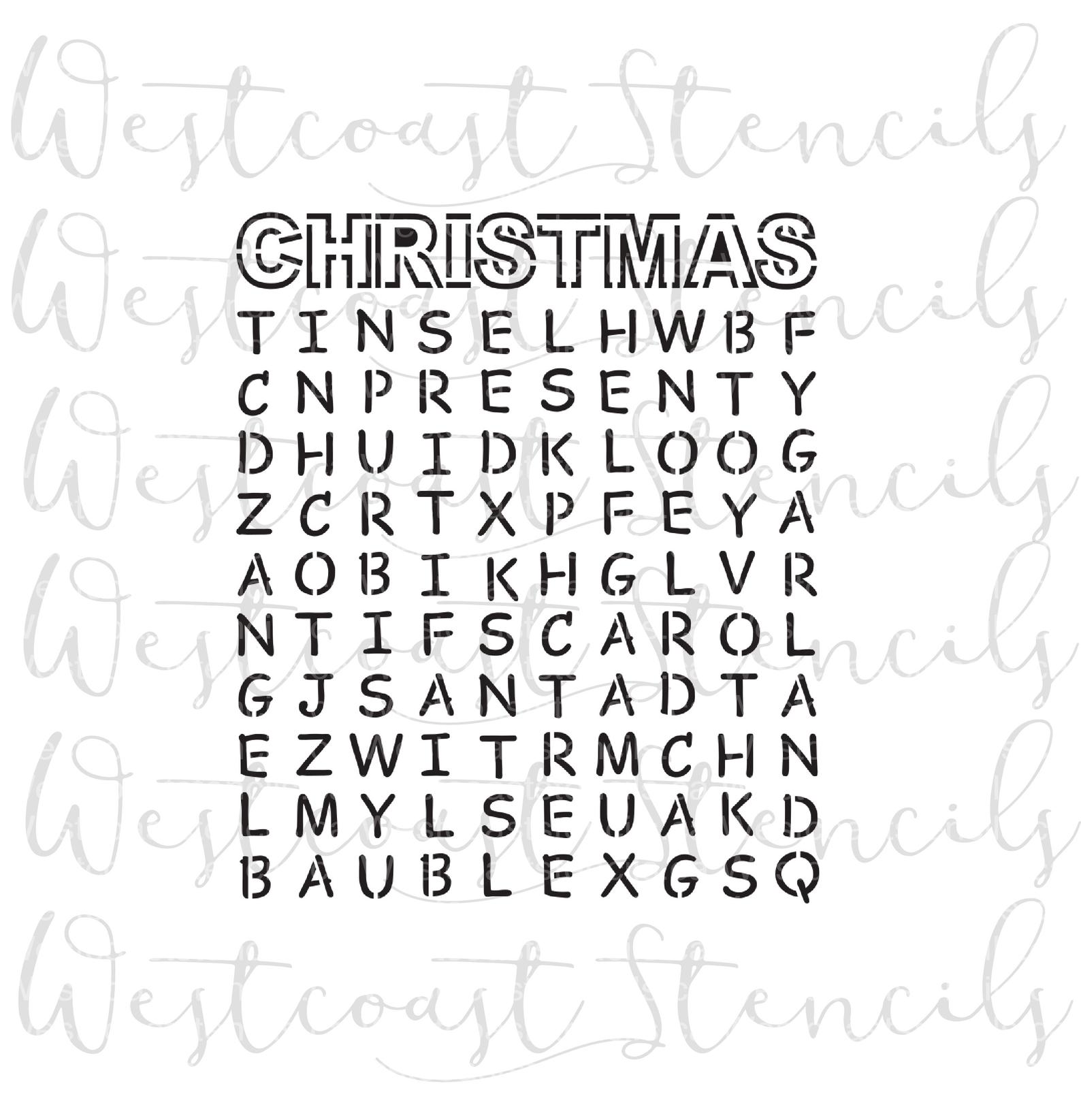 Christmas Wordsearch Word Search Stencil for Royal Icing Sugar Cookies